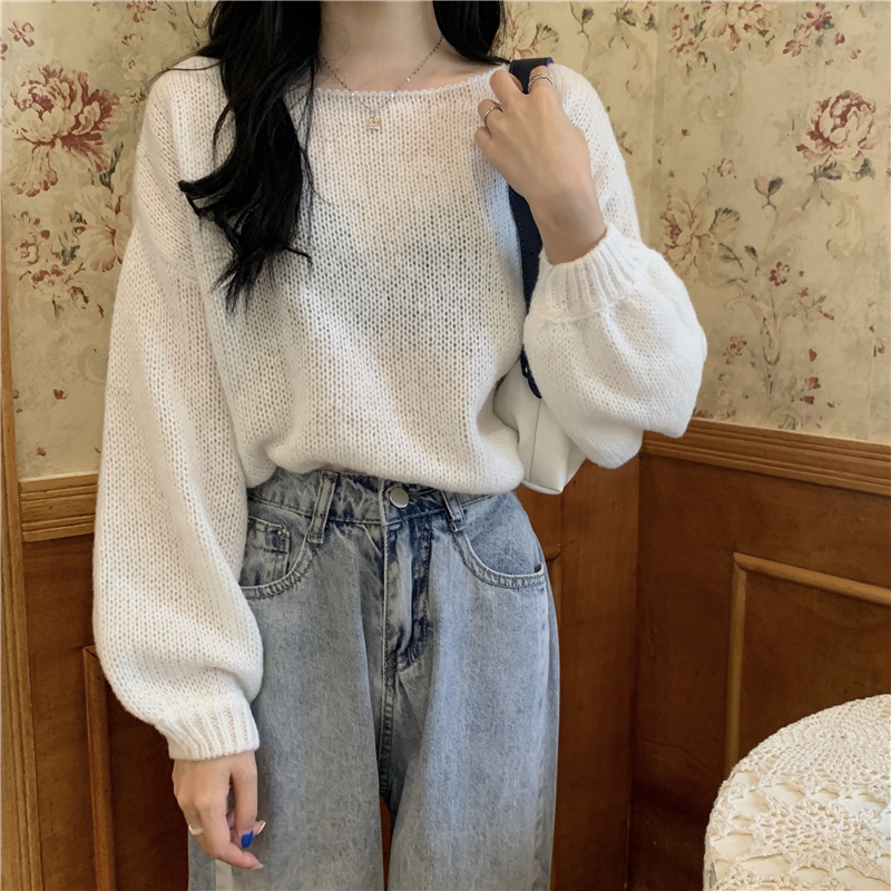 Real price autumn new long sleeve Lantern Sleeve knitted sweater