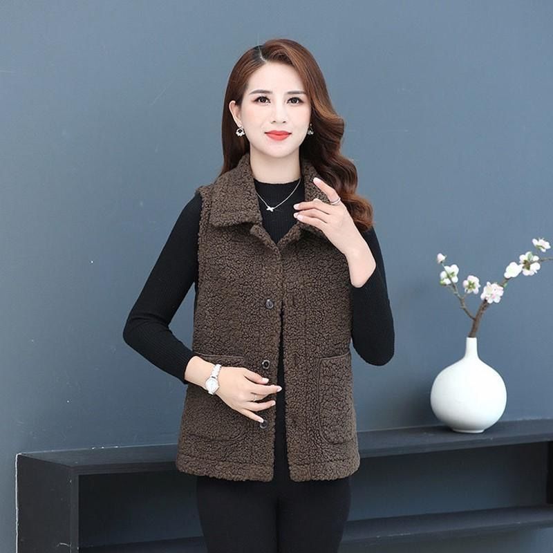 2021 autumn winter coat women's lapel vest new foreign style imitation Lamb Fur one-piece cashmere vest