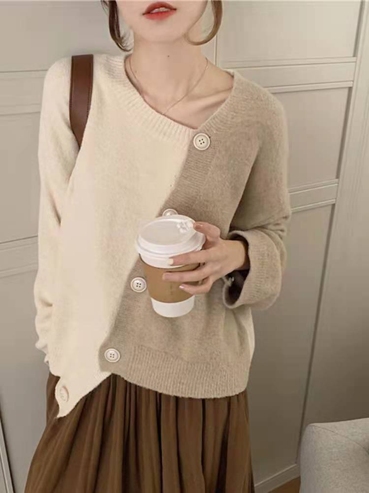 Excellent color matching cardigan  new Korean version is thin and versatile