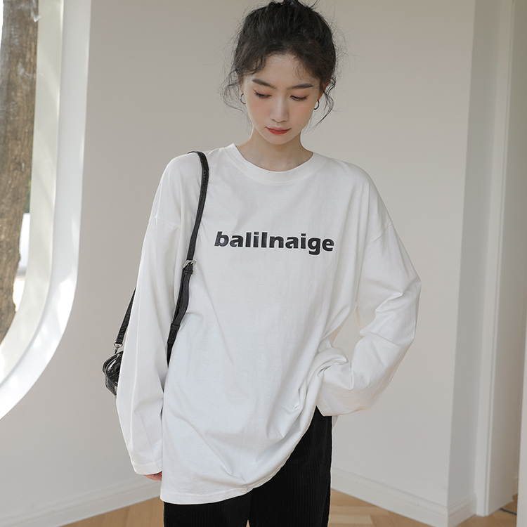 Actual shot of 2024 spring bottoming T-shirt women's new top pure cotton long-sleeved T-shirt Korean style bottoming top
