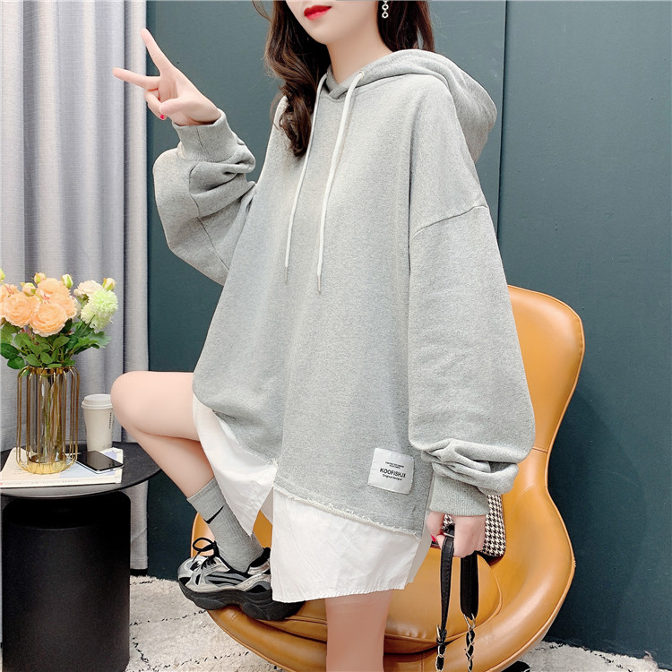 Fried Street super fire fried Street cotton large size spring and autumn thin long sleeve sweater women's hooded design jacket