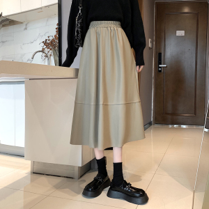 RM23576#韩版新款pu中长款皮裙百搭气质时尚半身裙