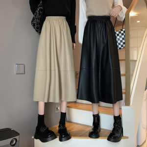 RM23576#韩版新款pu中长款皮裙百搭气质时尚半身裙