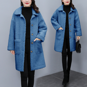 PS66707# 大码女装羊羔毛外套冬季新款韩版宽松中长款时尚保暖大衣 服装批发女装服饰货源
