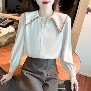 RS49209#春季新款衬衫女设计感小众法式复古长袖雪纺衫薄款上衣