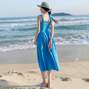PS41938# 克莱因蓝度假风夏季新款超仙高级感法式吊带连衣裙沙滩裙 服装批发女装直播货源