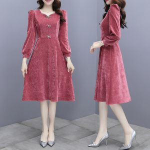 RM1863#红色连衣裙子女装 新款高端气质小个子别致打底裙