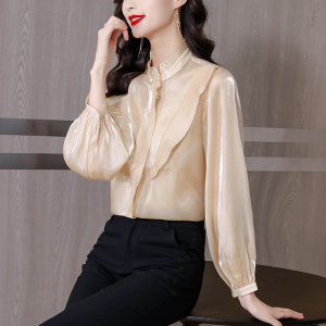 RM3670#新款长袖衬衣复古宫廷风港味设计感小众褶皱花边气质上衣
