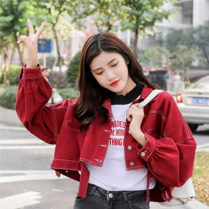 PS60050# 款韩版复古学生牛仔外套女糖果色夹克上衣 服装批发女装服饰货源