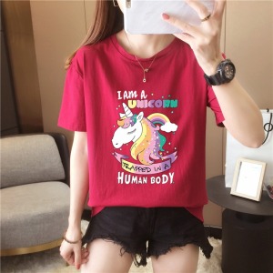 PS34804# 新款韩版印花圆领短袖T恤女上衣学生夏季 外贸
