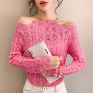 PS11202# 春季新款韩版镂空挂脖修身打底衫针织衫上衣 服装批发女装直播货源
