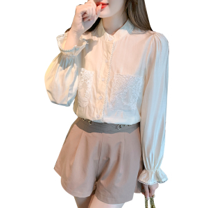 PS11255# 蕾丝刺绣宫廷风衬衫女春季新款气质长袖设计感上衣 服装批发女装直播货源