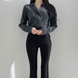PS11883# 韩国chic春季气质翻领拉链长袖针织开衫外套 服装批发女装直播货源