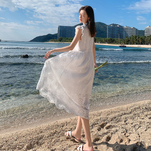 PS35076# 超仙小白裙新款花边无袖连衣裙夏气质法式甜美裙子 服装批发女装直播货源