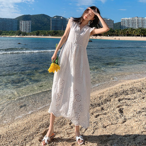 PS35076# 超仙小白裙新款花边无袖连衣裙夏气质法式甜美裙子 服装批发女装直播货源