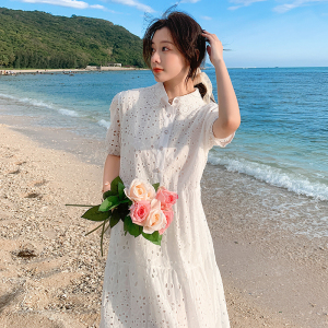 PS35078# 白色连衣裙新款超仙裙子海边度假蕾丝海滩长裙巴厘岛沙滩裙 服装批发女装直播货源