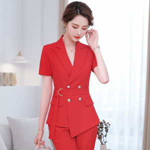 RM6191#小西装外套女2022年新款春季休闲韩版气质短袖女士网红西服两件套