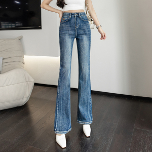 PS15378# 赛林女孩法式直筒微喇牛仔裤 服装批发女装直播货源
