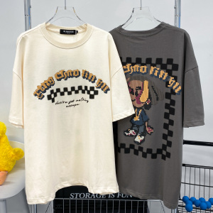 PS12870# 拉架棉美式嘻哈设计感像素风卡通短袖T恤ins小众 服装批发女装直播货源