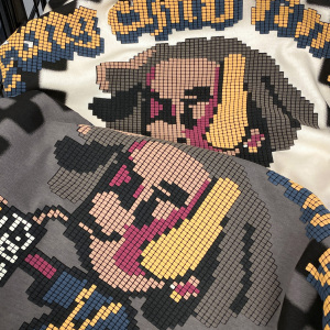 PS12870# 拉架棉美式嘻哈设计感像素风卡通短袖T恤ins小众 服装批发女装直播货源