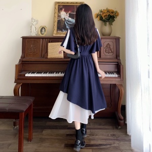 KM18515#法式复古连衣裙女夏2022新款收腰显瘦设计感小众森系仙女气质长裙