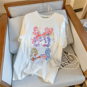 PS12892# 拉架设计感小众甜美印花短袖t恤夏季上衣 服装批发女装直播货源