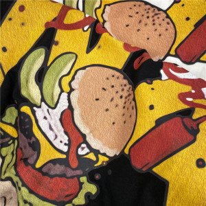 PS12890# 拉架美式复古高街趣味汉堡印花短袖T恤宽松 服装批发女装直播货源