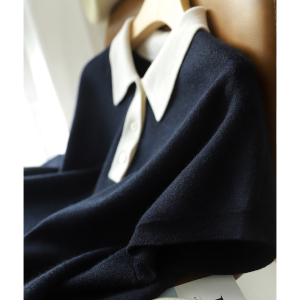 RM780#爱设计感撞色POLO领扬子纯羊毛 短袖针织衫