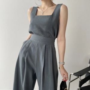 TR22197# 新款韩国chic方领背心时尚套装女 服装批发女装服饰货源