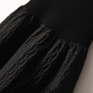 PS44970# 春季新款气质小黑裙半高领羊毛针织拼接蓬蓬裙摆修身连衣裙