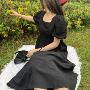 MY3391#夏装新款女装法式优雅仙女裙短袖连衣裙女