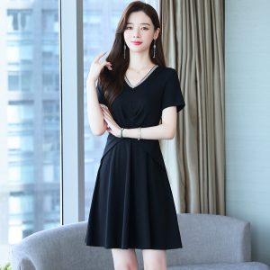 RM6245#连衣裙女夏法式新款修身显瘦黑色气质高端赫本小黑裙子早春款