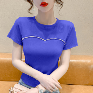 PS14801# T恤女设计感小众春装韩版新款辣妹修身显瘦短款别致短袖上衣 服装批发女装直播货源