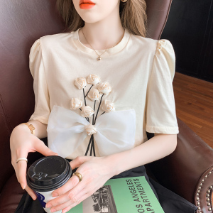 PS14101# 夏新款韩系甜美减龄上衣女小众设计感宽松百搭短袖t恤 服装批发女装直播货源