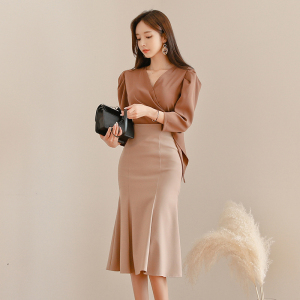 PS15020# 韩版V领七分袖系带衬衣 服装批发女装直播货源
