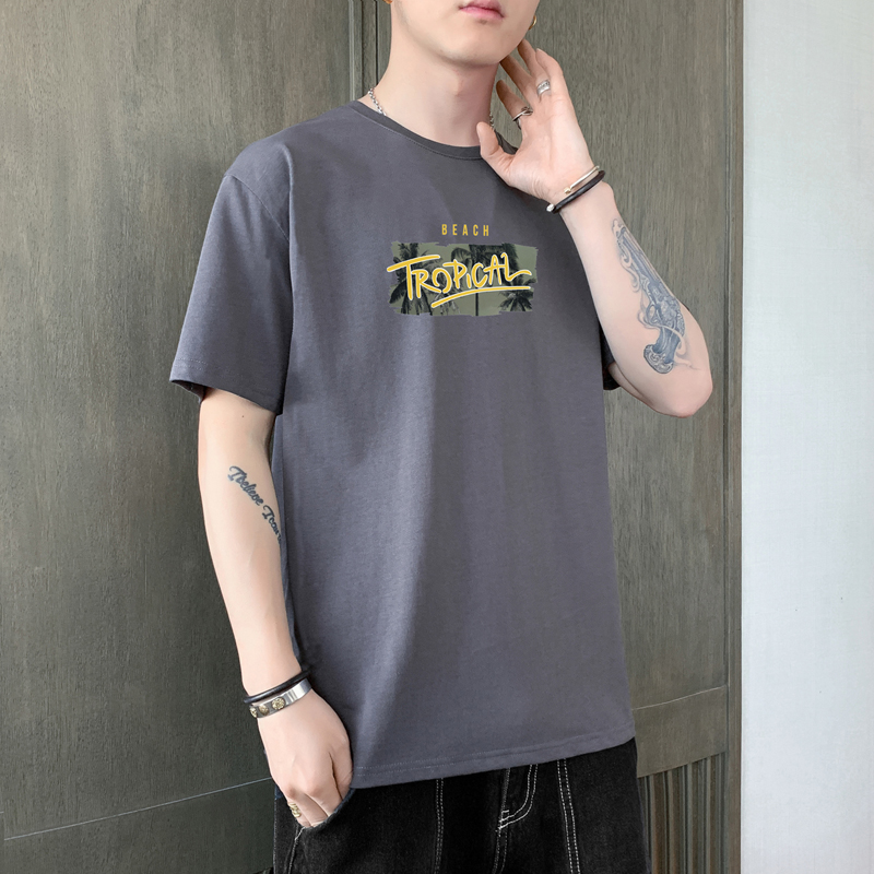 實拍短袖t恤男潮牌潮流印花夏季純棉半袖體恤衫