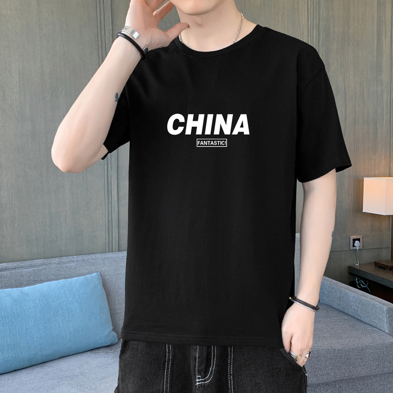 實拍夏季男士短袖t恤潮流潮牌寬松純棉T恤新款青年體恤男