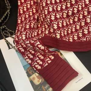 PS14728# 大牌红色小香风外套女设计感小众时尚复古针织衫上衣 服装批发女装直播货源
