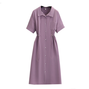 TR35511# 大码女装夏装连衣裙气质紫收腰大码女装夏季 服装批发女装服饰货源