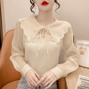 PS15881# 新款韩风娃娃领衬衫女设计感小众春季秋气质甜美长袖上衣 服装批发女装直播货源