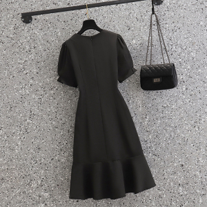RM3270#夏季新款大码女装胖mm法式复古气质收腰显瘦鱼尾连衣裙
