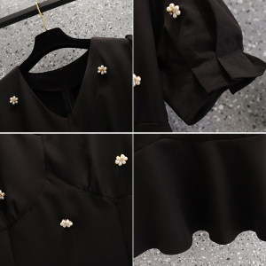 RM3270#夏季新款大码女装胖mm法式复古气质收腰显瘦鱼尾连衣裙