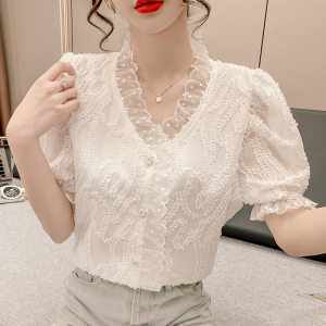 MY3096#夏装新款雪纺衫v领宽松气质女装衬衣