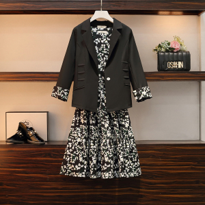PS61553# 大码女装西装套装新款秋季薄款气质修身显瘦连衣裙两件套 服装批发女装服饰货源