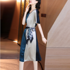 RM17158#醋酸连衣裙女夏2023新款轻奢名媛设计感拼接贵夫人气质高级感裙子