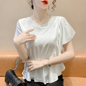 PS17002# 新款韩版拼接收腰上衣女时尚百搭气质显瘦衬衫 服装批发女装直播货源