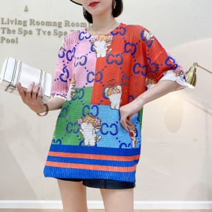 PS18308# 大码套头T恤韩版数码印花针织衫夏款短袖薄款圆领 服装批发女装直播货源