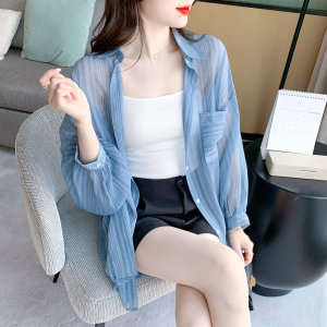RM5229#夏季新款微透宽松防晒衣气质衬衫防紫外线开衫薄外套女