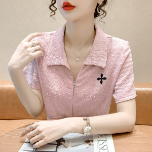 PS17013# 新款韩版夏季时尚双拉链上衣女百搭开衫显瘦衬衣 服装批发女装直播货源