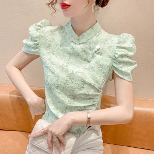 PS17017# 新款韩版夏季旗袍短装衬衫女小个子百搭时尚短袖上衣 服装批发女装直播货源
